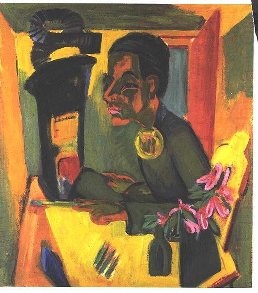 Selfportrait with easel, Ernst Ludwig Kirchner